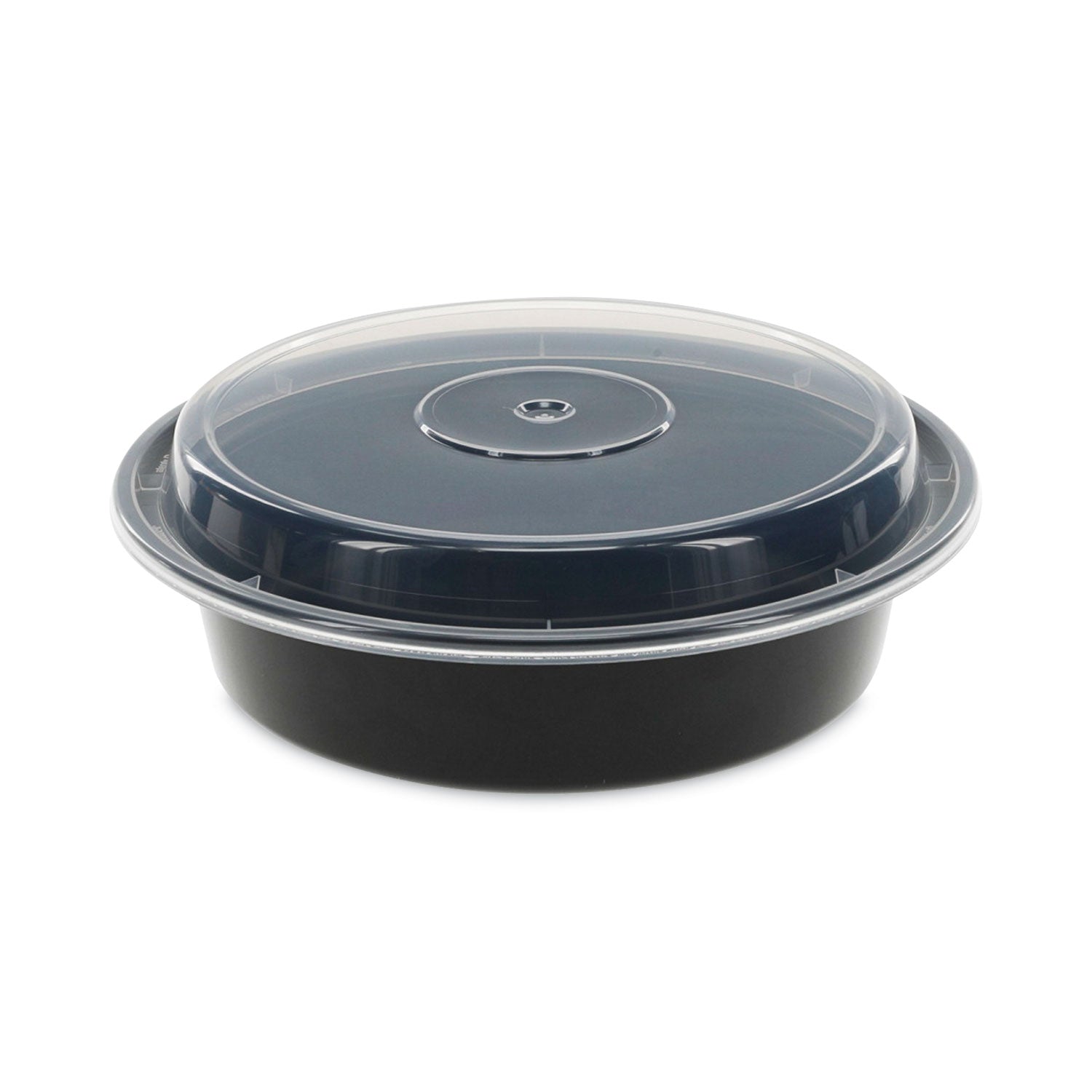 Pactiv Evergreen Newspring VERSAtainer Microwavable Containers, 24 oz, 7" Diameter, Black/Clear, Plastic, 150/Carton