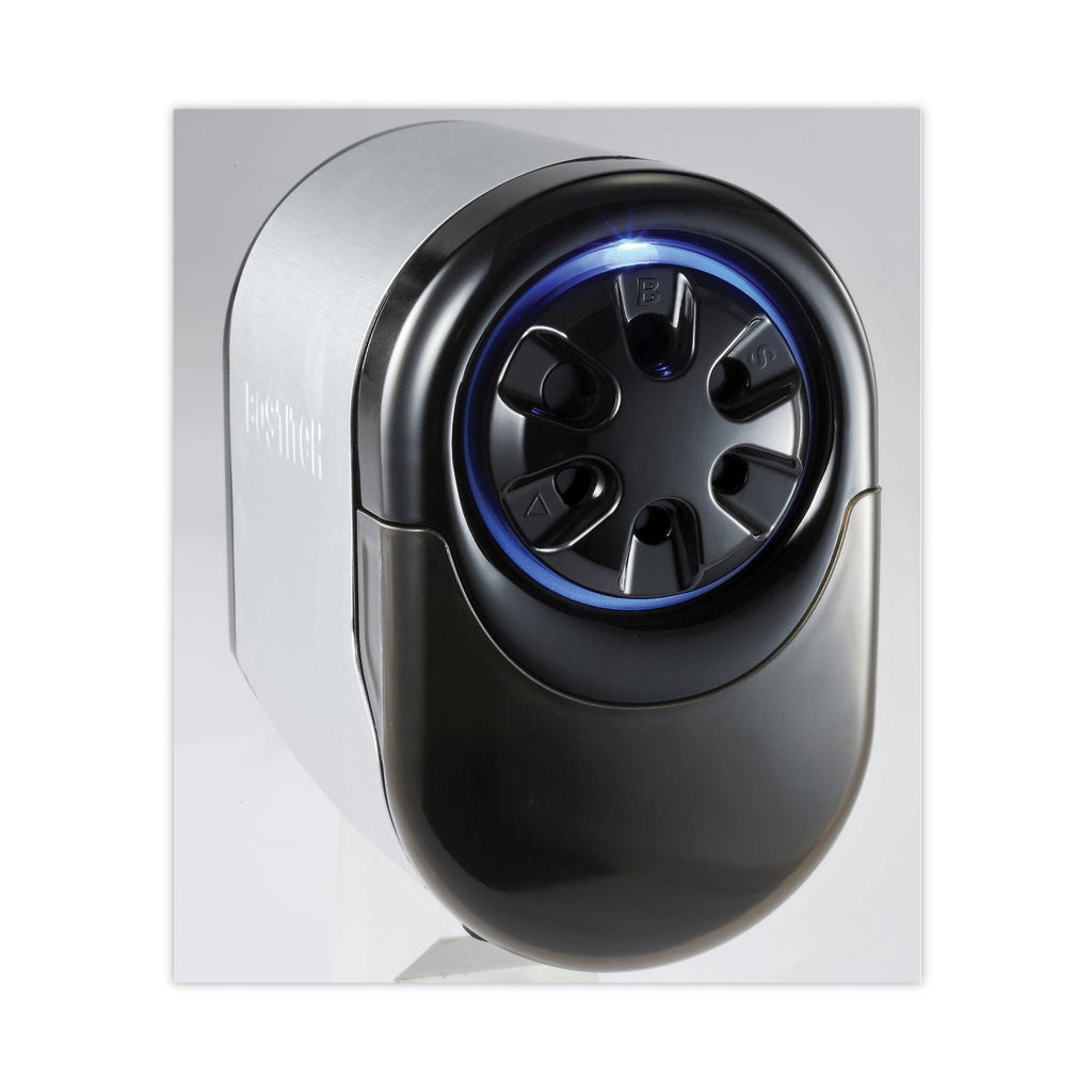 Bostitch QuietSharp Glow Classroom Electric Pencil Sharpener, AC-Powered, 6.13 x 10.69 x 9, Silver/Black