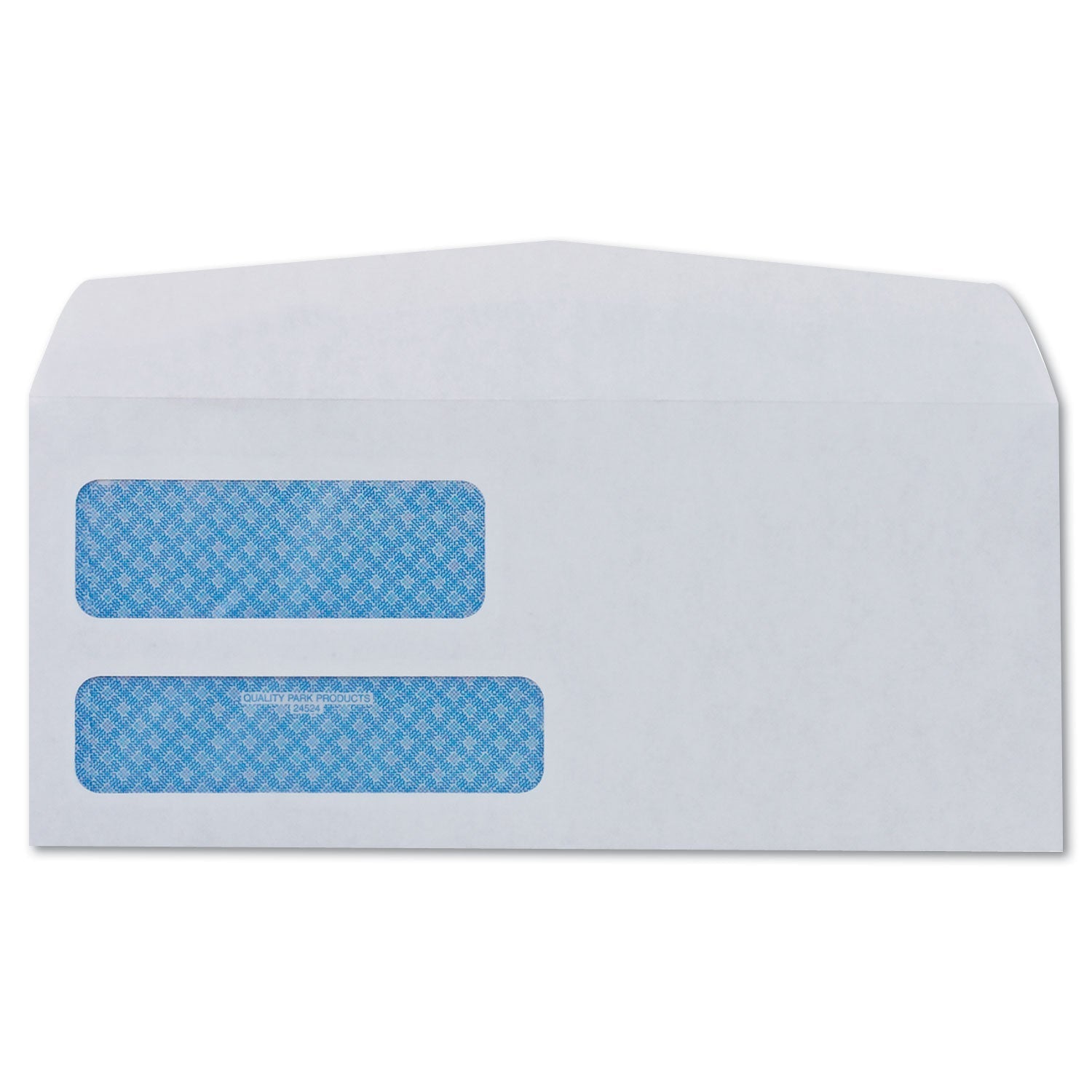 Quality Park Double Window Security-Tinted Check Envelope, #8 5/8, Commercial Flap, Gummed Closure, 3.63 x 8.63, White, 500/Box