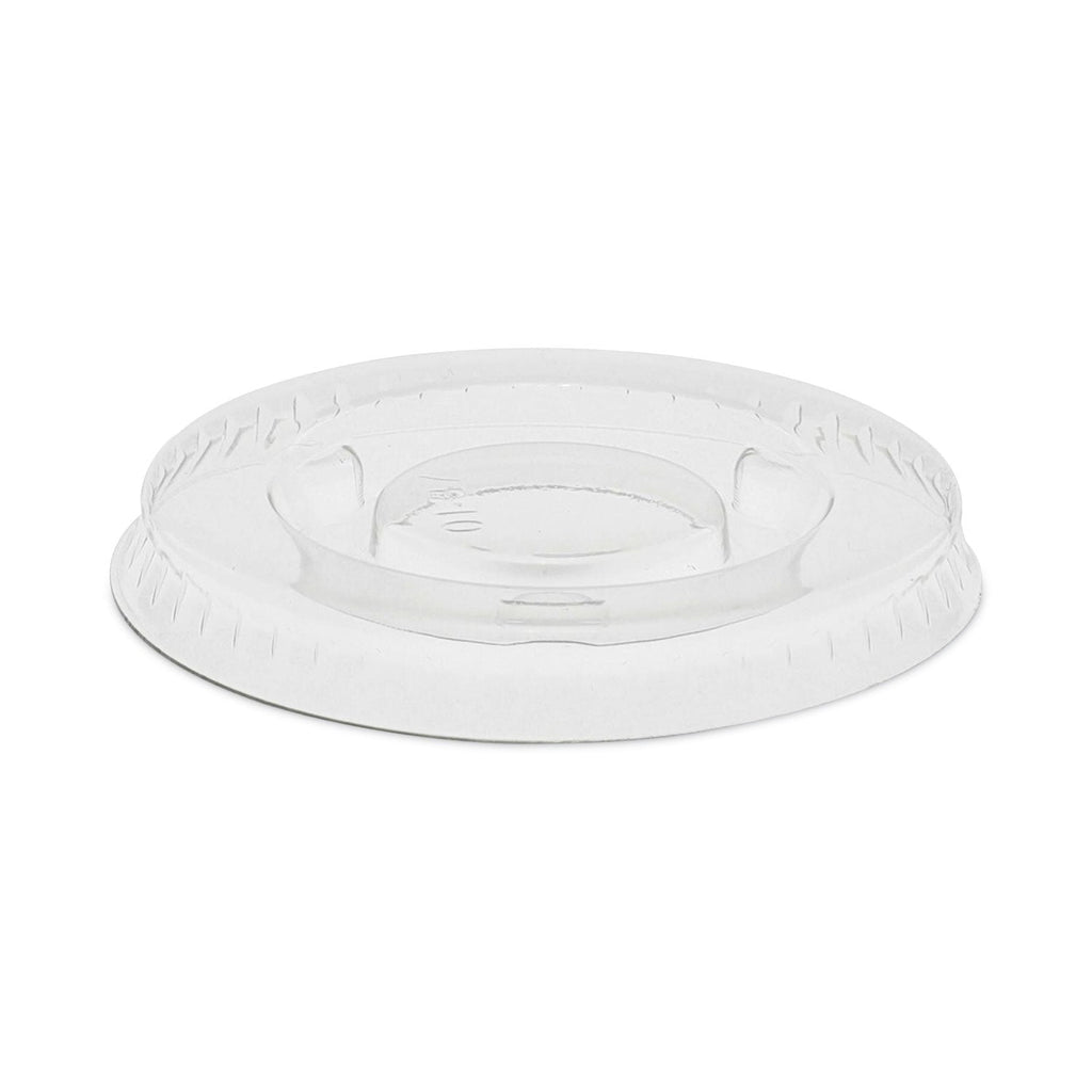 Pactiv Evergreen Plastic Portion Cup Lid, Fits 0.5 oz to 1 oz Cups, Clear, 100/Sleeve, 25 Sleeves/Carton