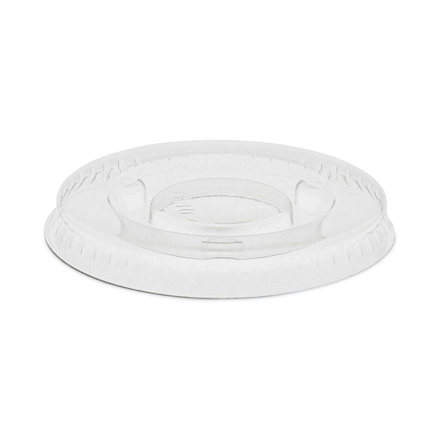 Pactiv Evergreen Plastic Portion Cup Lid, Fits 0.5 oz to 1 oz Cups, Clear, 100/Sleeve, 25 Sleeves/Carton
