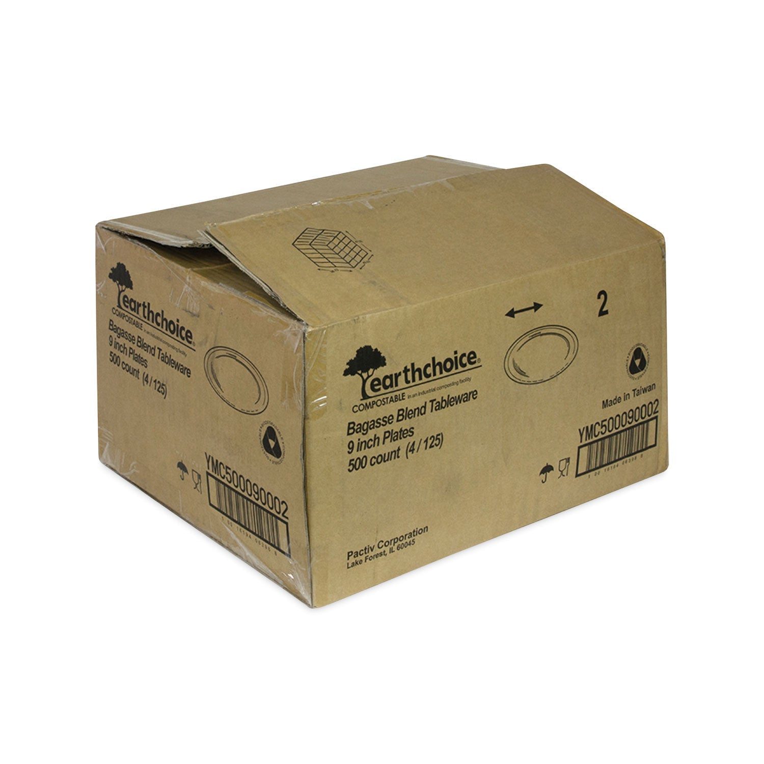 Pactiv Evergreen EarthChoice Compostable Fiber-Blend Bagasse Dinnerware, Plate, 9" dia, Natural, 500/Carton