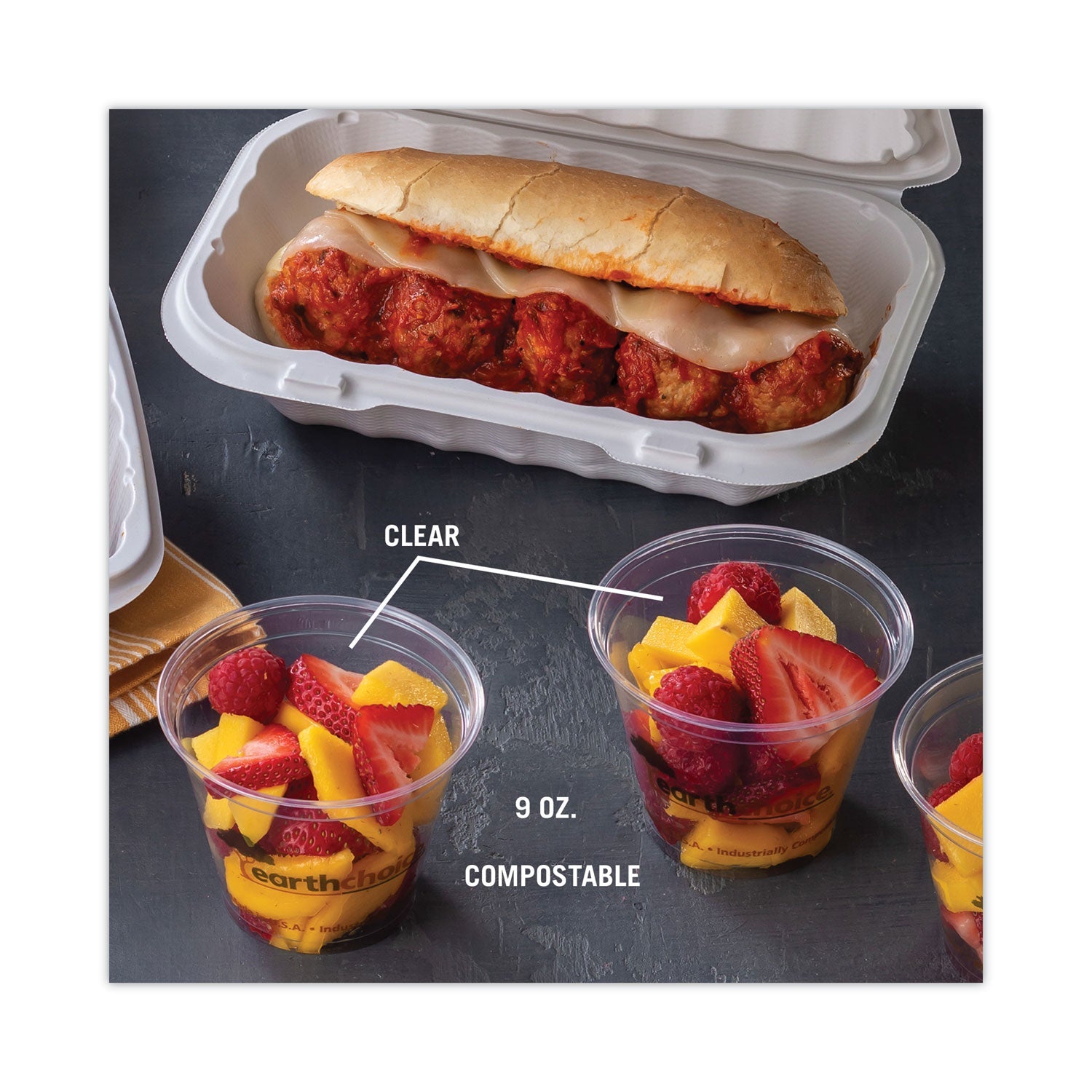 Pactiv Evergreen EarthChoice Compostable Cold Cup, 9 oz, Clear/Printed, 975/Carton