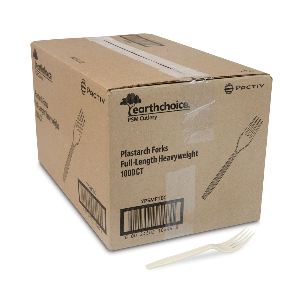 Pactiv Evergreen EarthChoice PSM Cutlery, Heavyweight, Fork, 6.88", Tan, 1,000/Carton