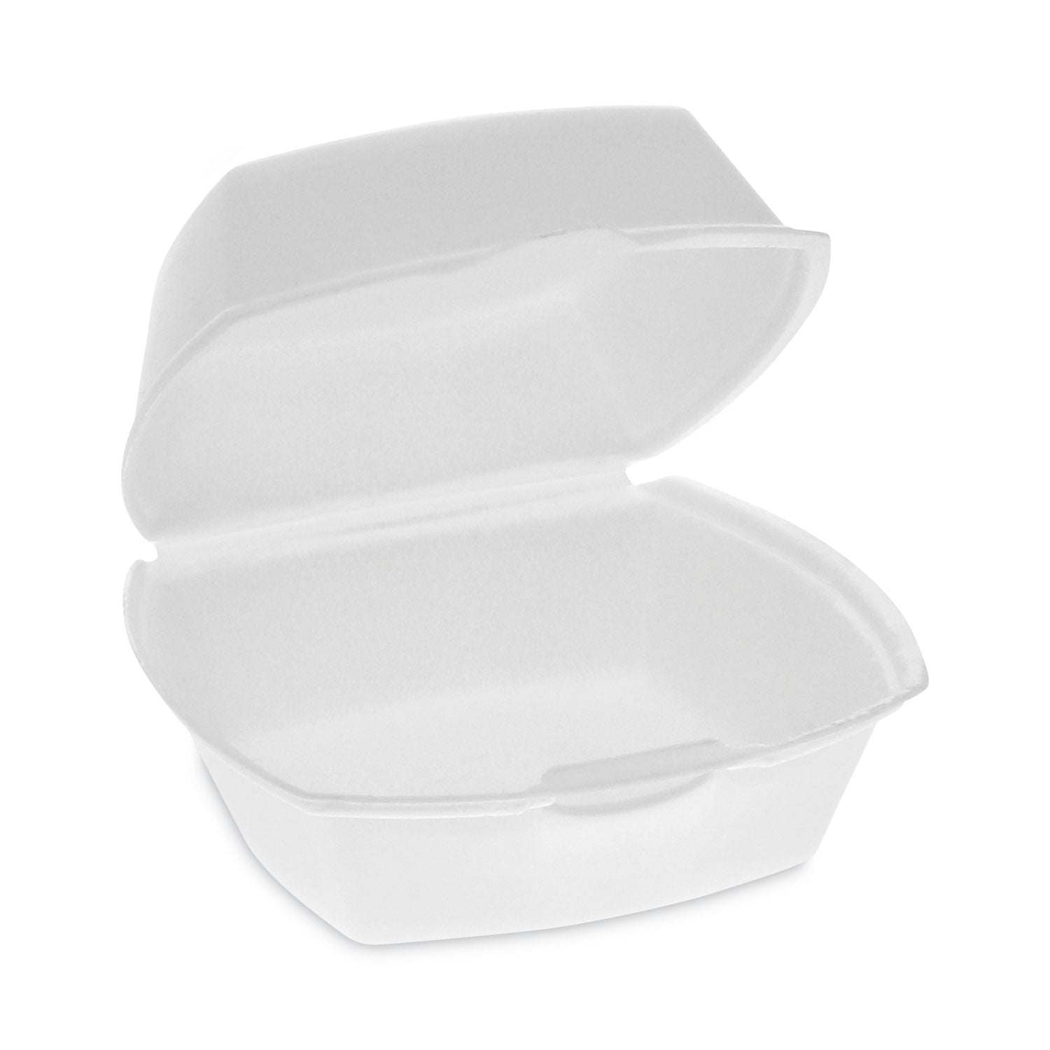 Pactiv Evergreen Foam Hinged Lid Container, Single Tab Lock, 5.13 x 5.13 x 2.5, White, 500/Carton