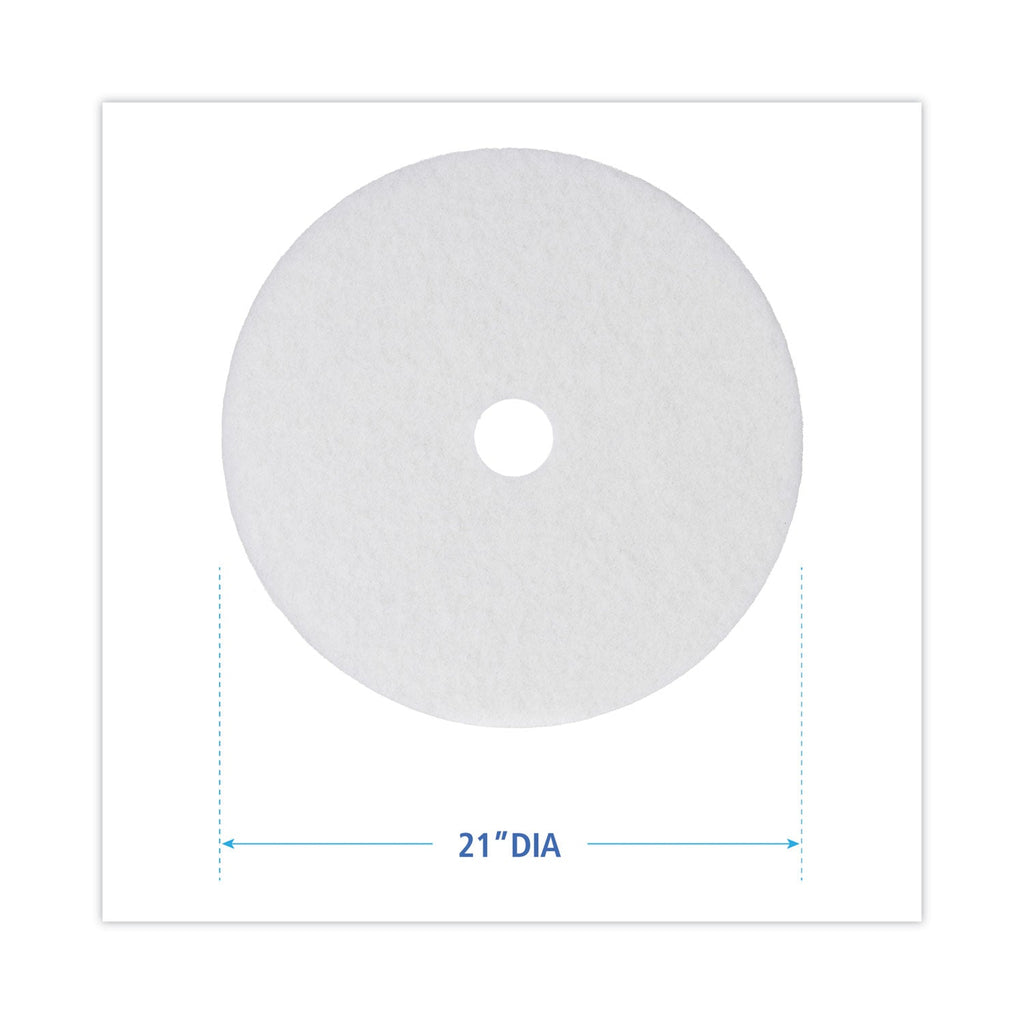 Boardwalk Polishing Floor Pads, 21" Diameter, White, 5/Carton