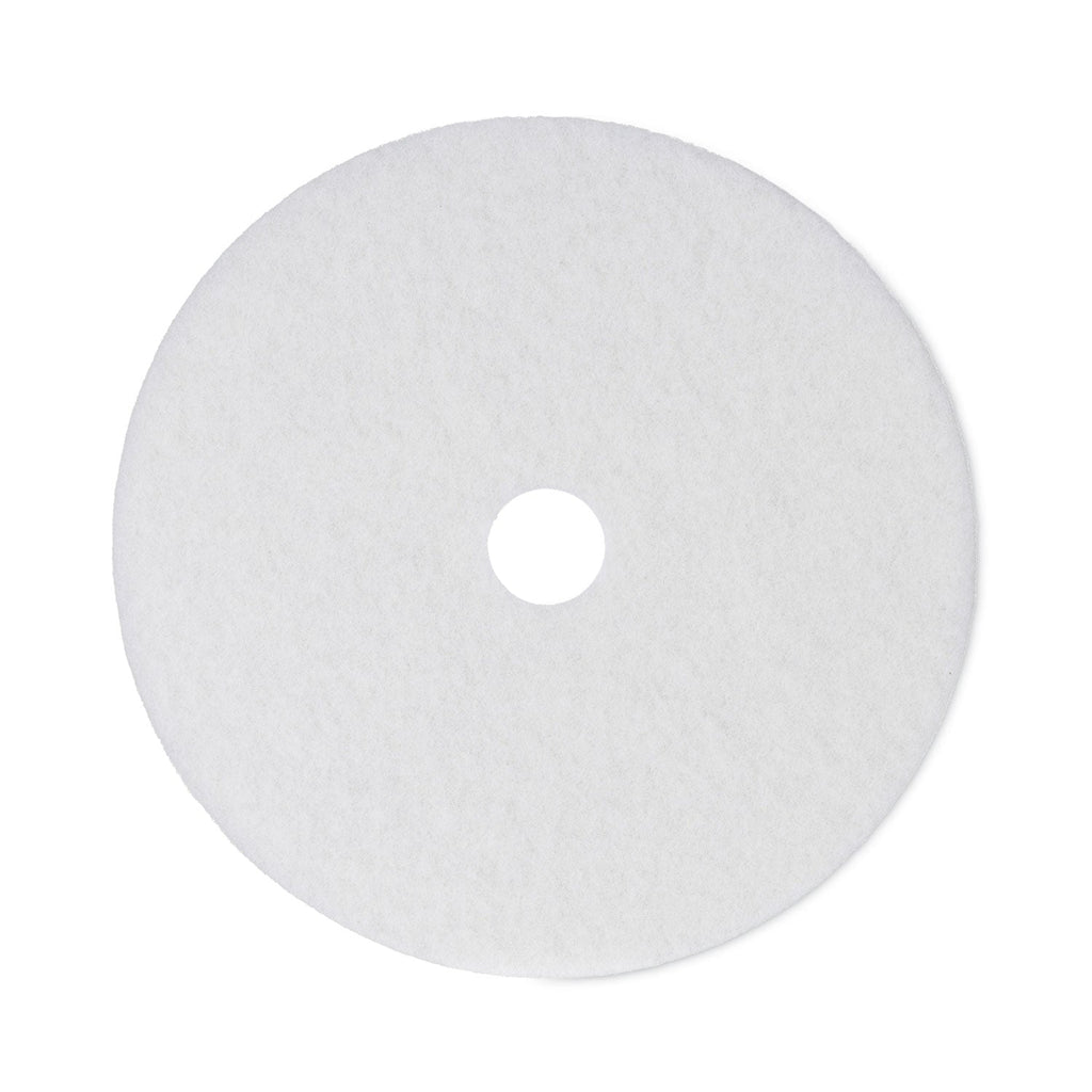 Boardwalk Polishing Floor Pads, 21" Diameter, White, 5/Carton