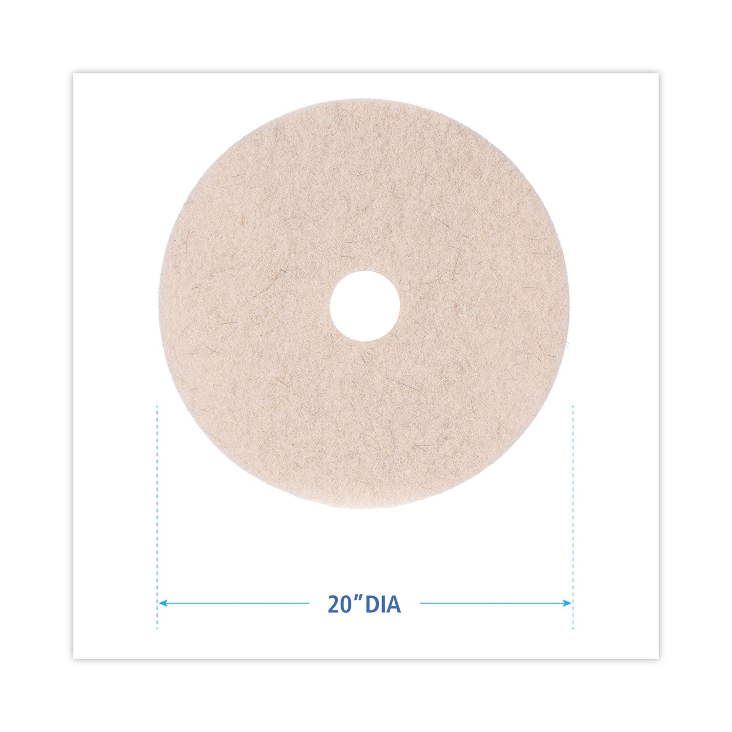 Boardwalk Natural Hog Hair Burnishing Floor Pads, 20" Diameter, Tan, 5/Carton