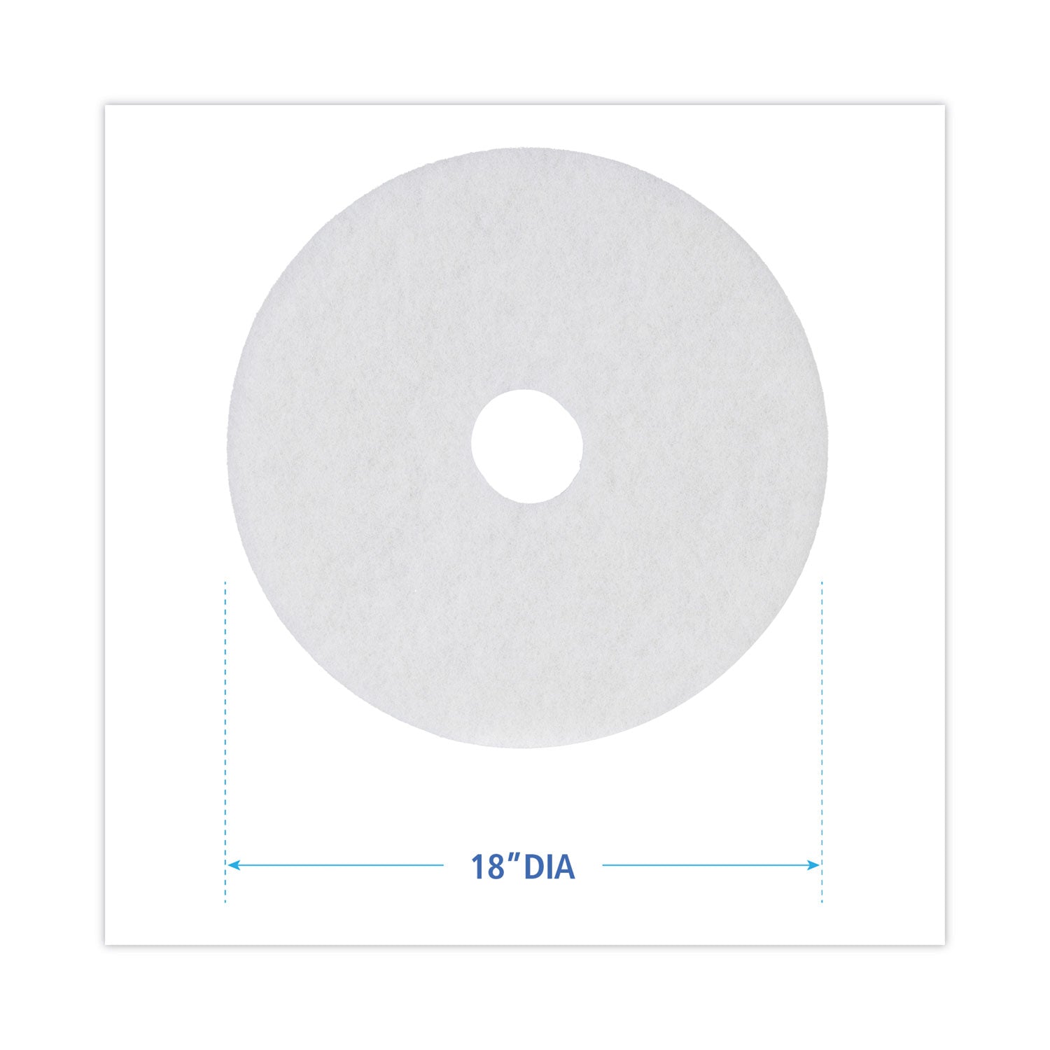 Boardwalk Polishing Floor Pads, 18" Diameter, White, 5/Carton