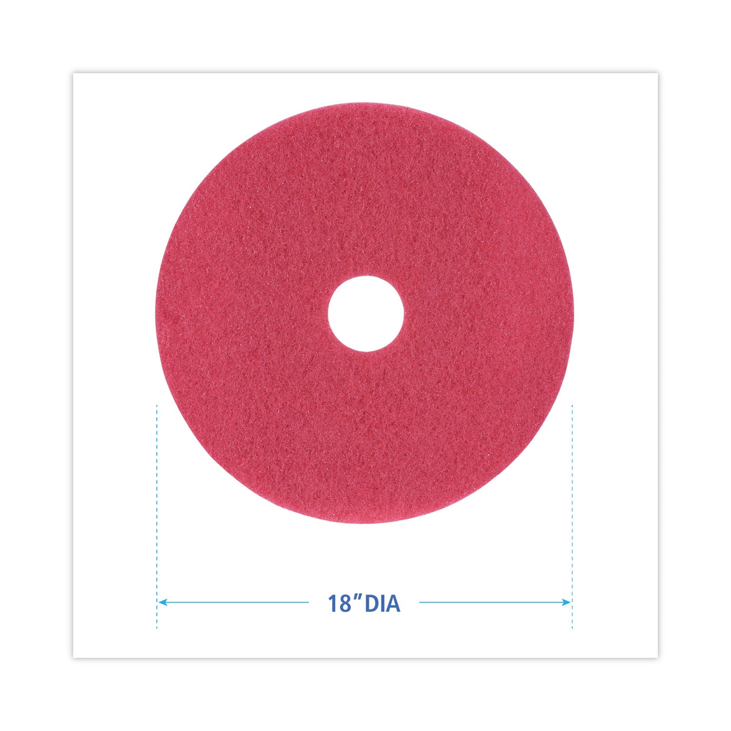 Boardwalk Buffing Floor Pads, 18" Diameter, Red, 5/Carton