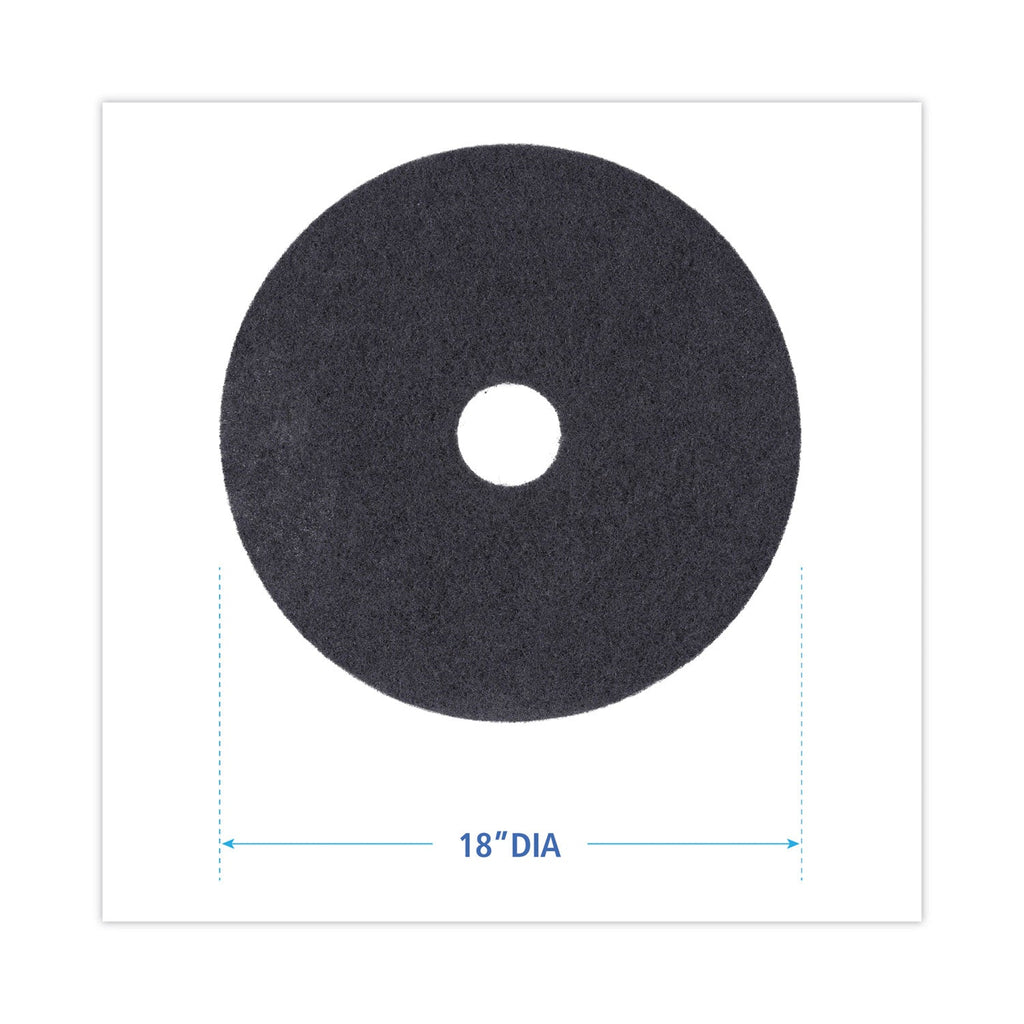 Boardwalk Stripping Floor Pads, 18" Diameter, Black, 5/Carton