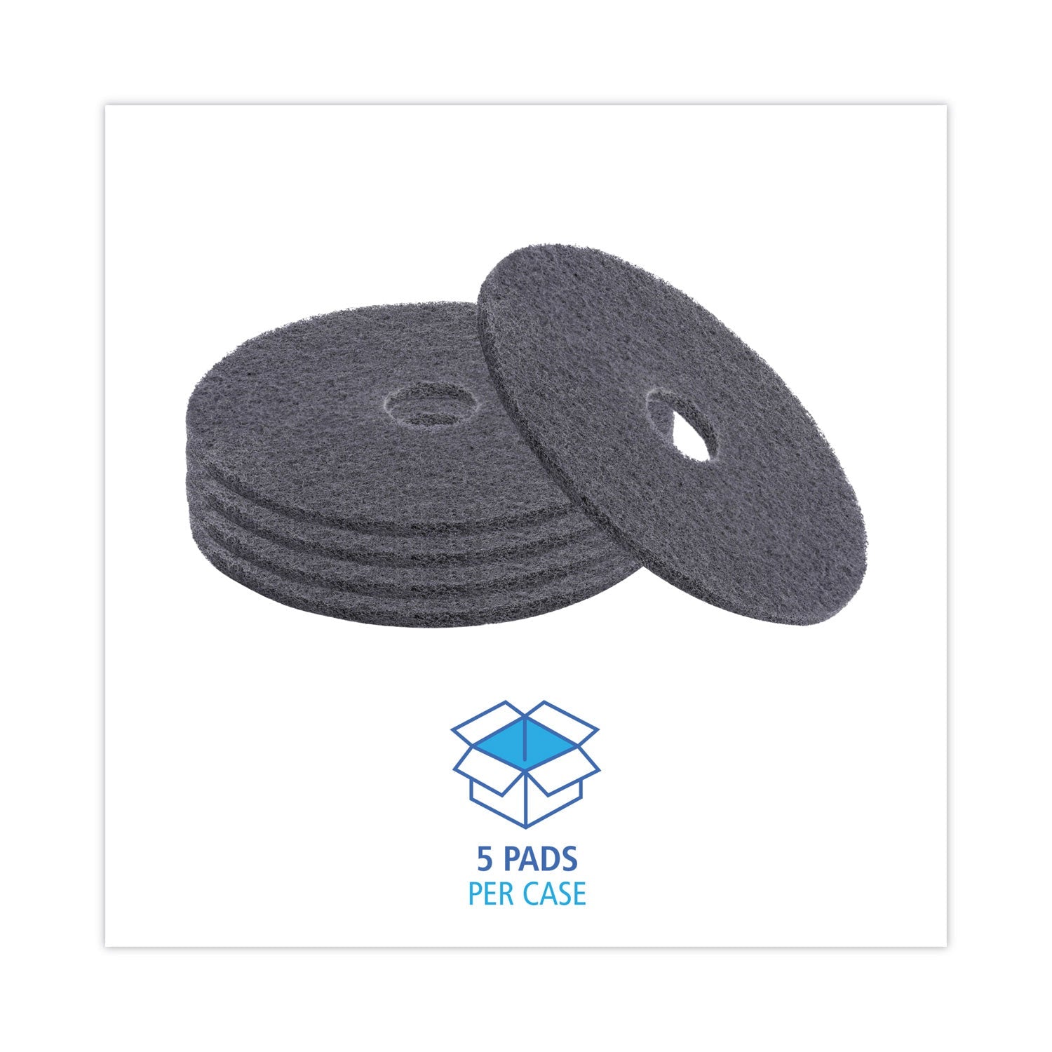 Boardwalk High Performance Stripping Floor Pads, 17" Diameter, Black, 5/Carton