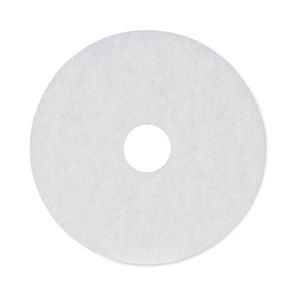 Boardwalk Polishing Floor Pads, 16" Diameter, White, 5/Carton