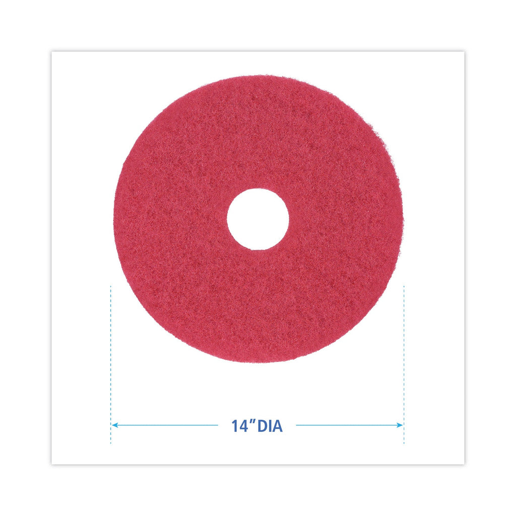 Boardwalk Buffing Floor Pads, 14" Diameter, Red, 5/Carton