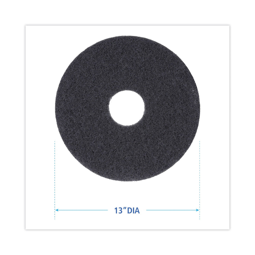 Boardwalk Stripping Floor Pads, 13" Diameter, Black, 5/Carton