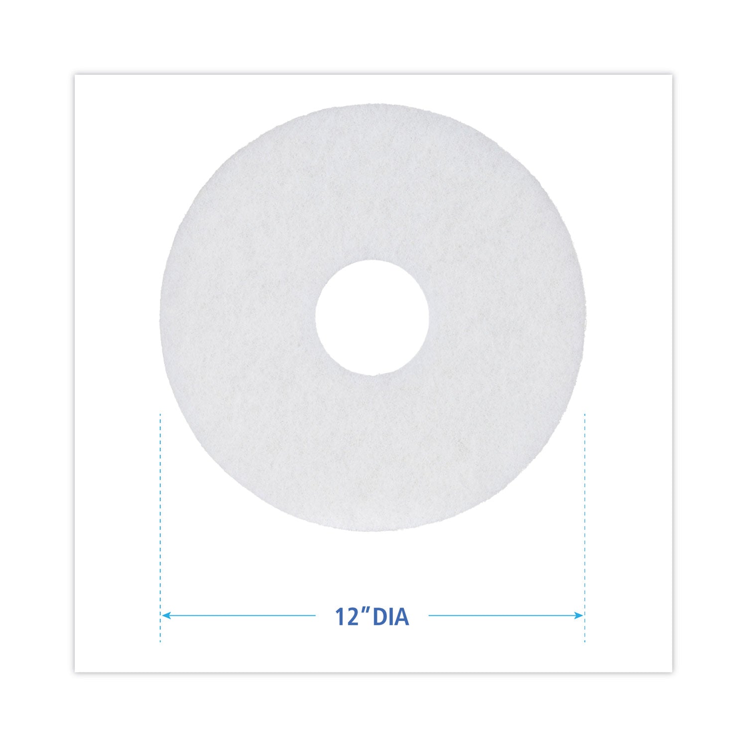 Boardwalk Polishing Floor Pads, 12" Diameter, White, 5/Carton