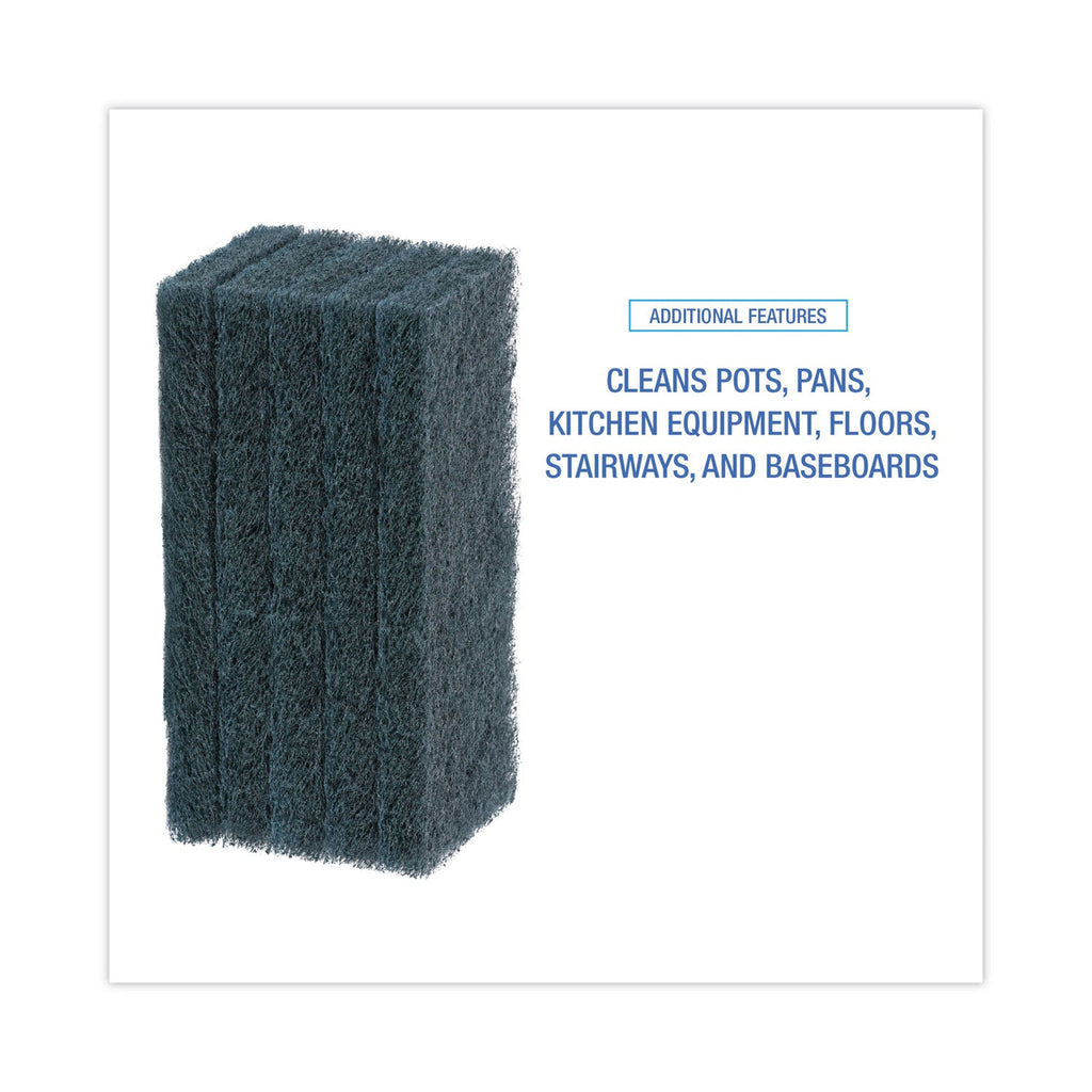 Boardwalk Medium-Duty Scour Pad, 10 x 4.63, Blue, 20/Carton