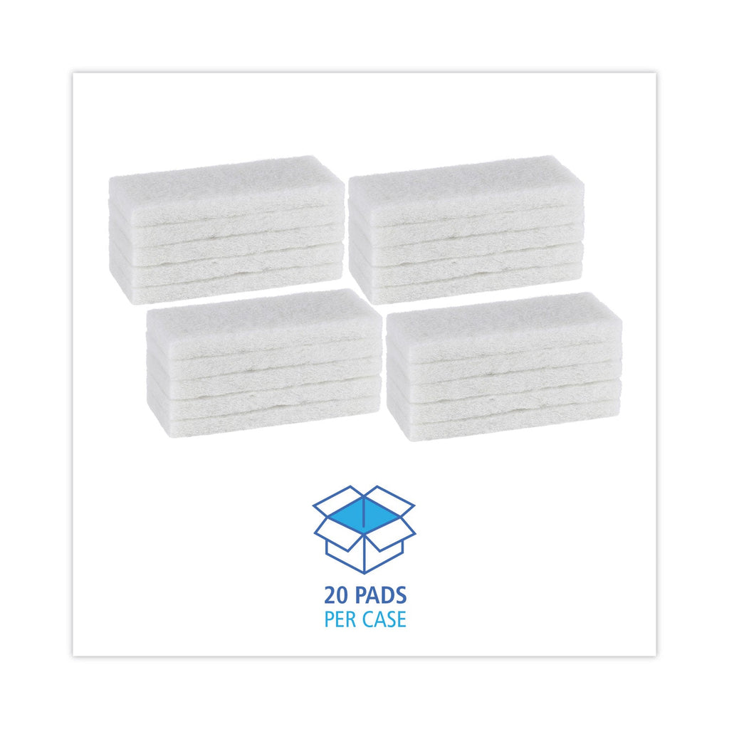 Boardwalk Light Duty Scour Pad, 4.63  x 10, White, 20/Carton