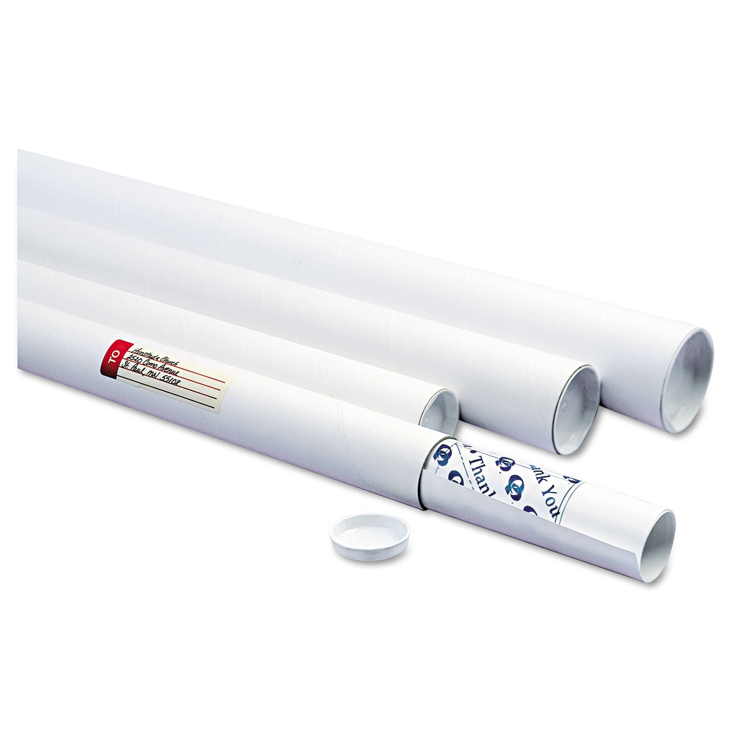 Quality Park White Mailing Tubes, 18" Long, 2" Diameter, White, 25/Carton