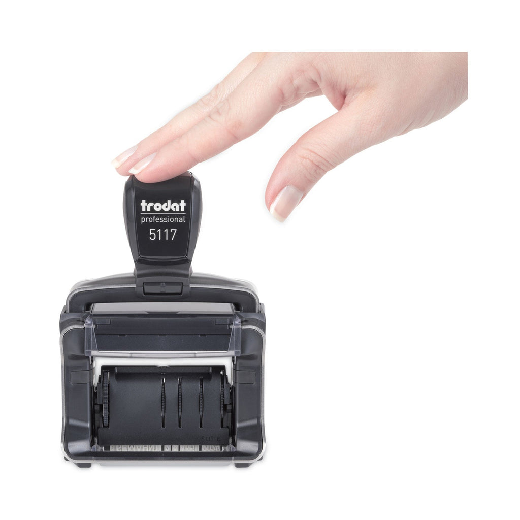 Trodat Professional 12-Message Date Stamp, Self-Inking, 2.25 x 0.38, Black