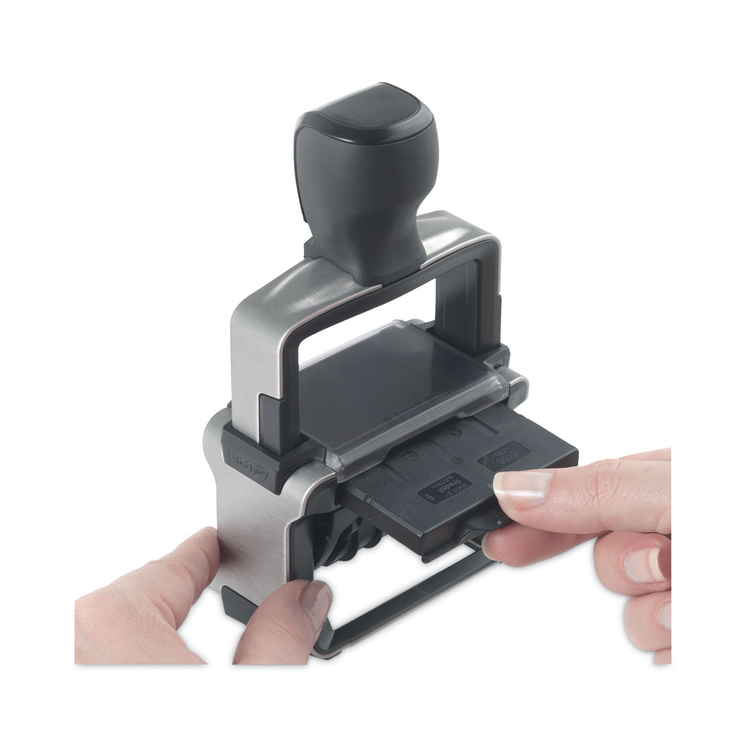 Trodat Professional 12-Message Date Stamp, Self-Inking, 2.25 x 0.38, Black