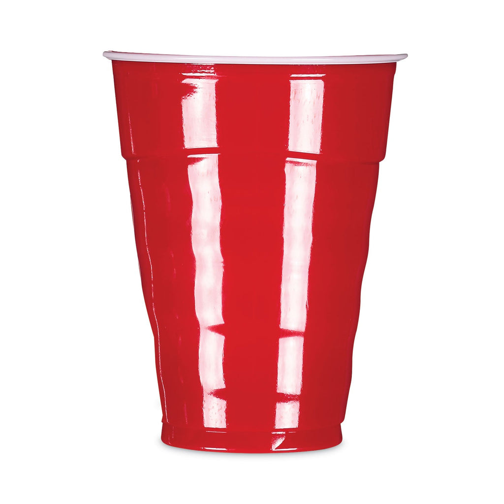 Hefty Easy Grip Disposable Plastic Party Cups, 9 oz, Red, 50/Pack
