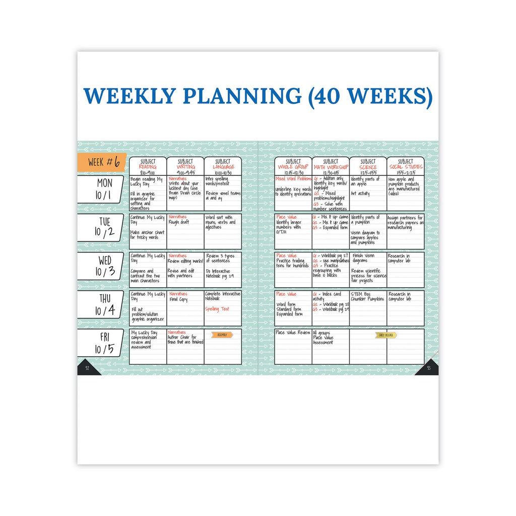 Carson-Dellosa Education Teacher Planner, Weekly/Monthly, Two-Page Spread (Seven Classes), 11 x 8.5, Multicolor Cover, 2022-2023