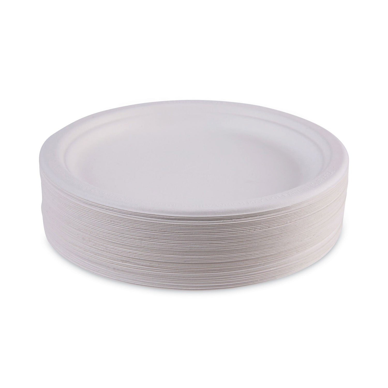 Eco-Products Renewable and Compostable Sugarcane Plates, 9" dia, Natural White, 500/Carton