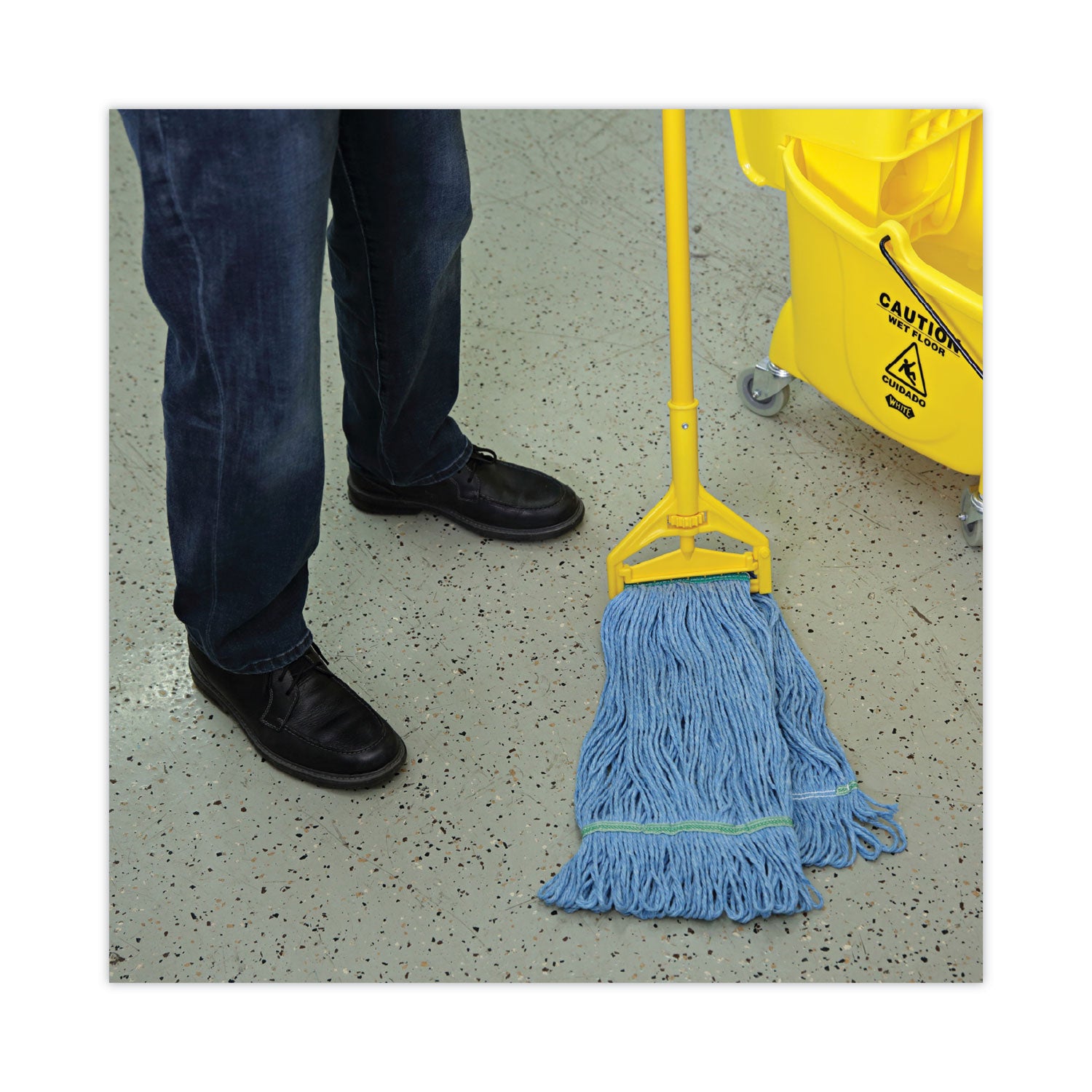 Boardwalk Super Loop Wet Mop Head, Cotton/Synthetic Fiber, 1" Headband, Medium Size, Blue