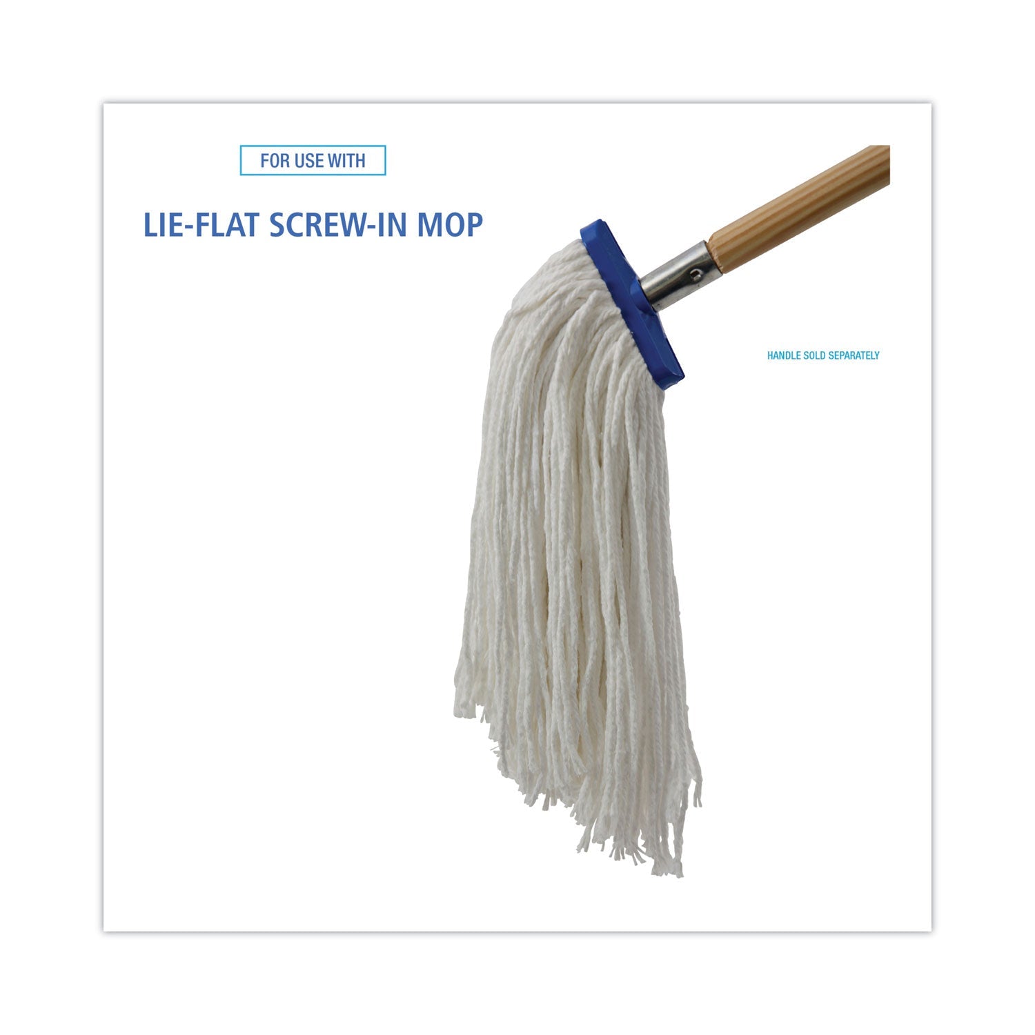 Boardwalk Cut-End Lie-Flat Mop Head, Rayon, 16oz, White, 12/Carton