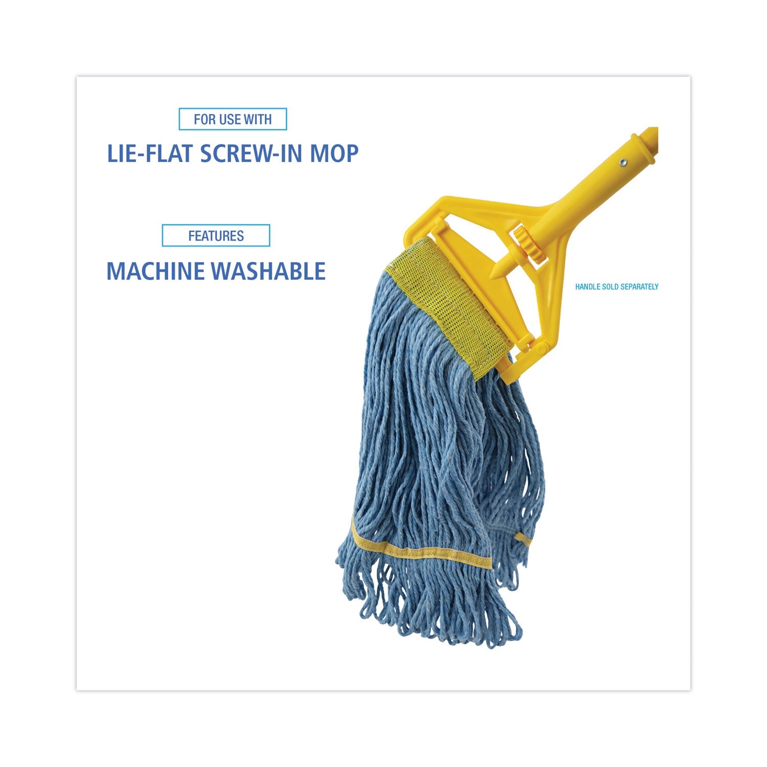 Boardwalk Super Loop Wet Mop Head, Cotton/Synthetic Fiber, 5" Headband, Small Size, Blue, 12/Carton