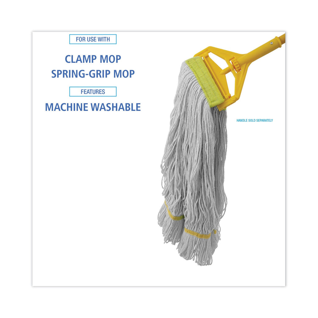 Boardwalk Super Loop Wet Mop Head, Cotton/Synthetic Fiber, 5" Headband, Small Size, White, 12/Carton