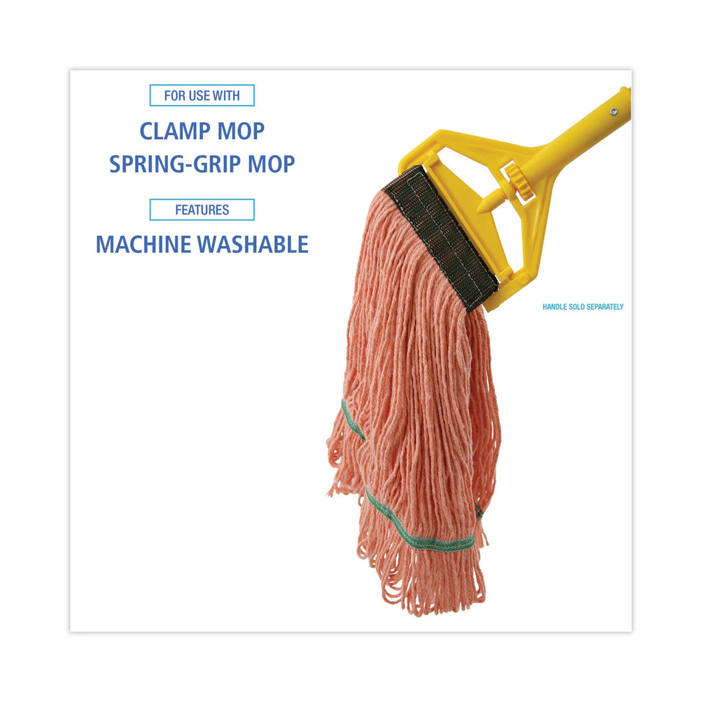 Boardwalk Super Loop Wet Mop Head, Cotton/Synthetic Fiber, 5" Headband, Medium Size, Orange, 12/Carton