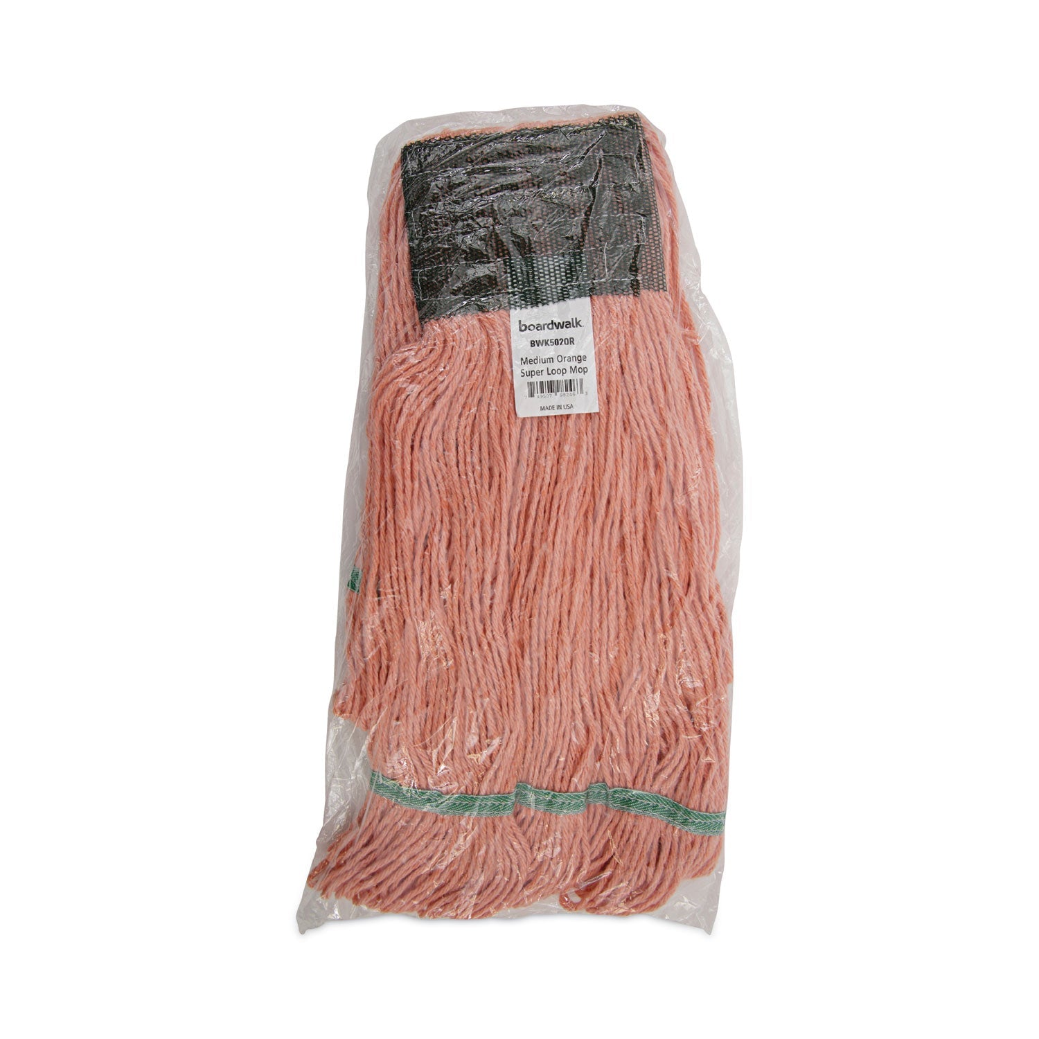 Boardwalk Super Loop Wet Mop Head, Cotton/Synthetic Fiber, 5" Headband, Medium Size, Orange, 12/Carton