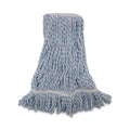 Boardwalk Mop Head, Floor Finish, Narrow, Rayon/Polyester, Medium, White/Blue, 12/Carton