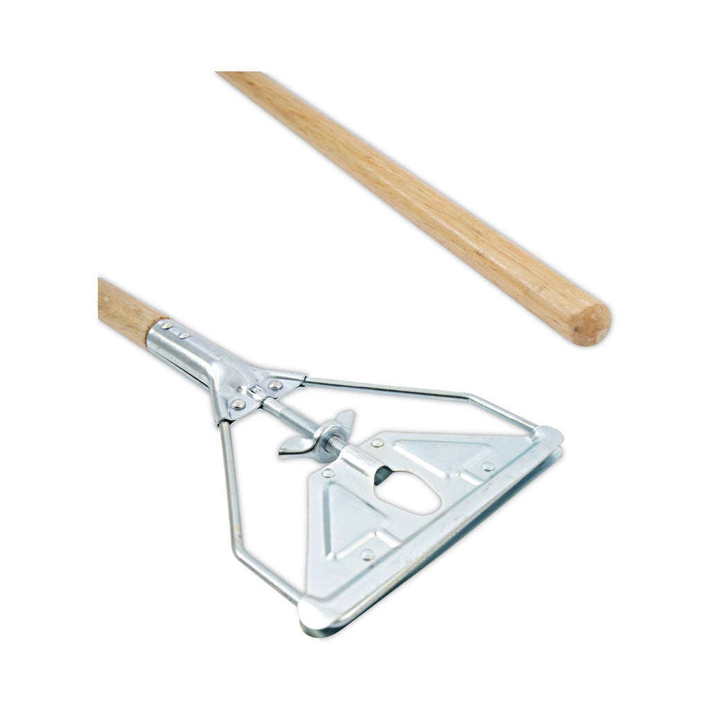 Boardwalk Screw Clamp Metal Head Wooden Mop Handle, #20+, 1.13" dia x 63", Natural