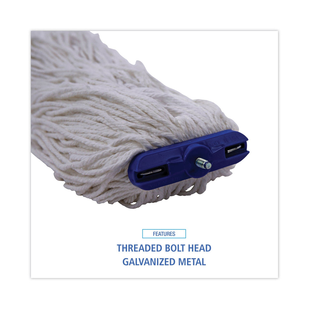 Boardwalk Cut-End Lie-Flat Wet Mop Head, Rayon, 24oz, White, 12/Carton