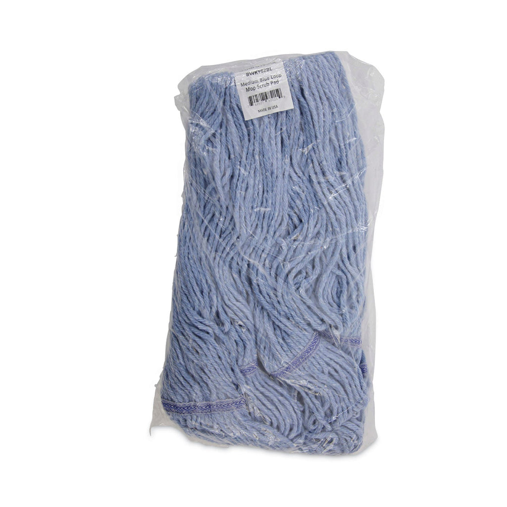 Boardwalk Mop Head, Loop-End, Cotton With Scrub Pad, Medium, 12/Carton