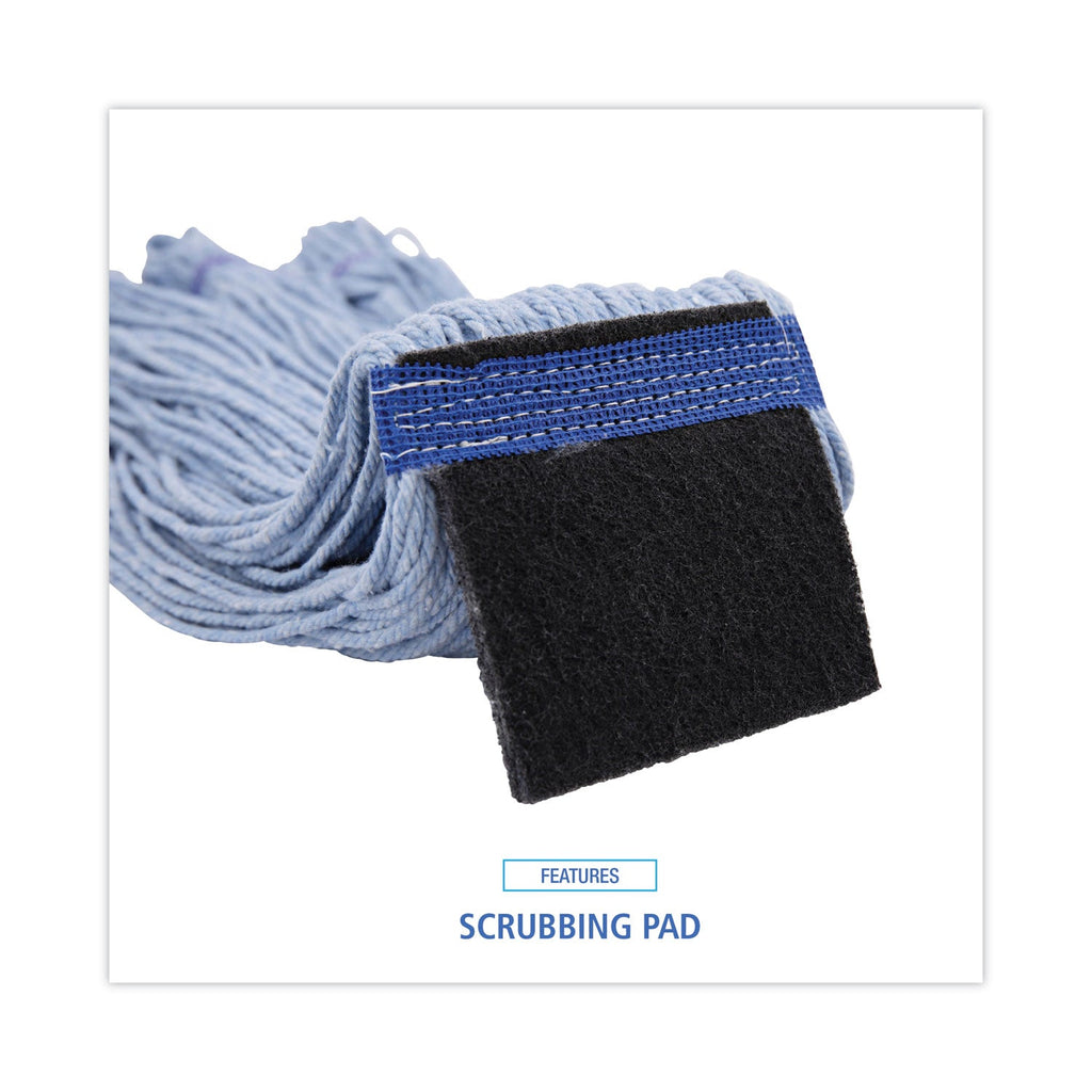 Boardwalk Mop Head, Loop-End, Cotton With Scrub Pad, Large, 12/Carton
