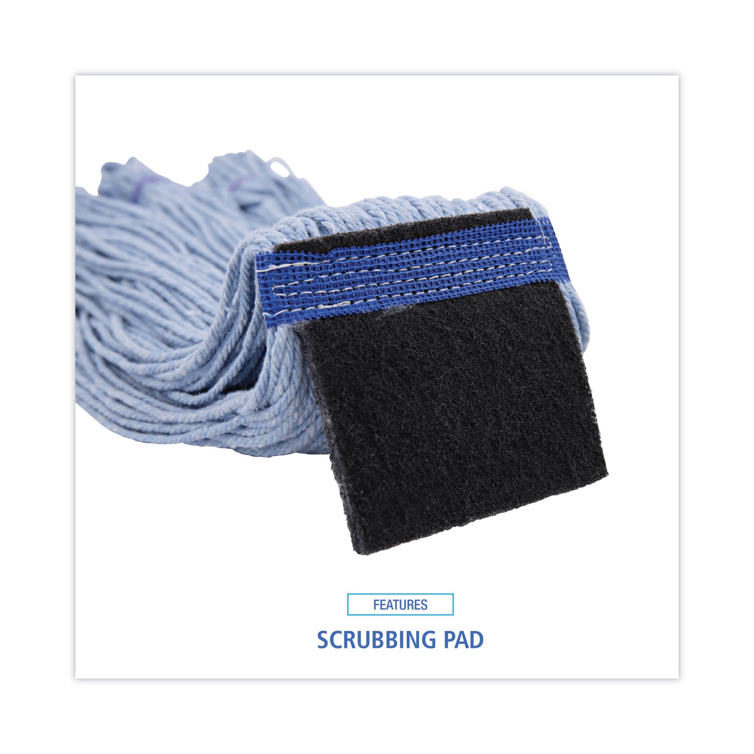Boardwalk Mop Head, Loop-End, Cotton With Scrub Pad, Large, 12/Carton