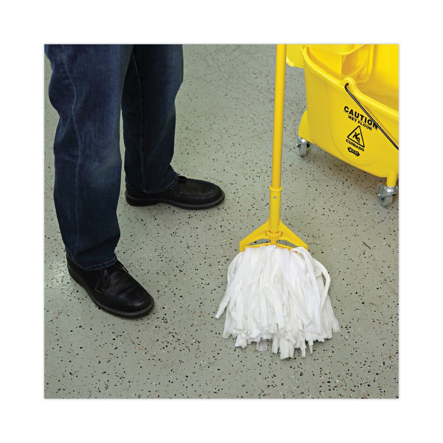 Boardwalk Nonwoven Cut End Edge Mop, Rayon/Polyester, #20, White, 12/Carton