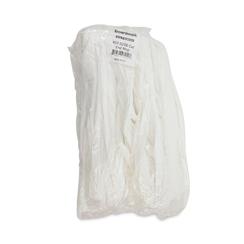 Boardwalk Nonwoven Cut End Edge Mop, Rayon/Polyester, #20, White, 12/Carton