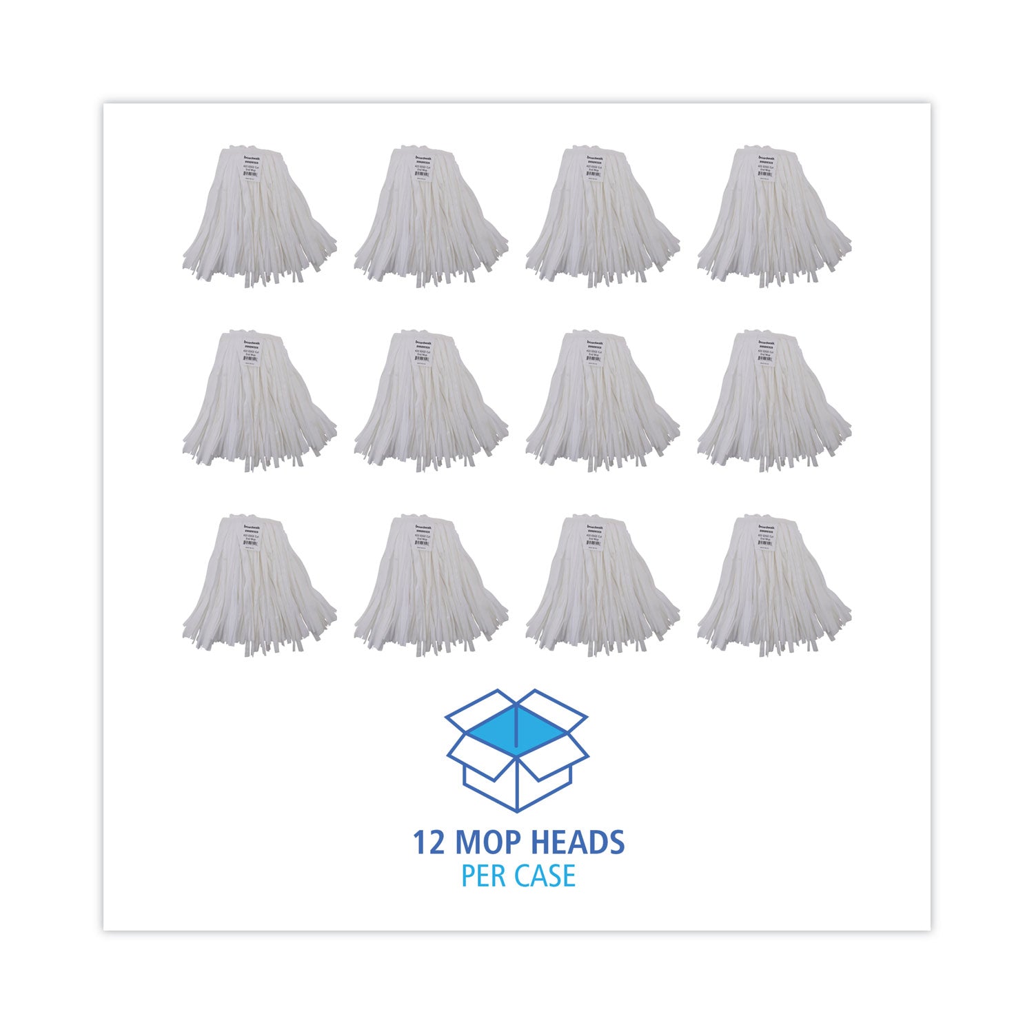 Boardwalk Nonwoven Cut End Edge Mop, Rayon/Polyester, #20, White, 12/Carton