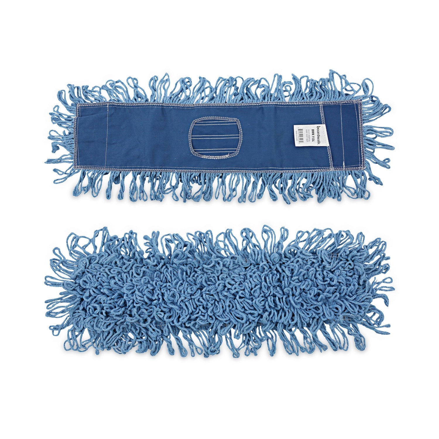 Boardwalk Dry Mopping Kit, 24 x 5 Blue Synthetic Head, 60" Natural Wood/Metal Handle
