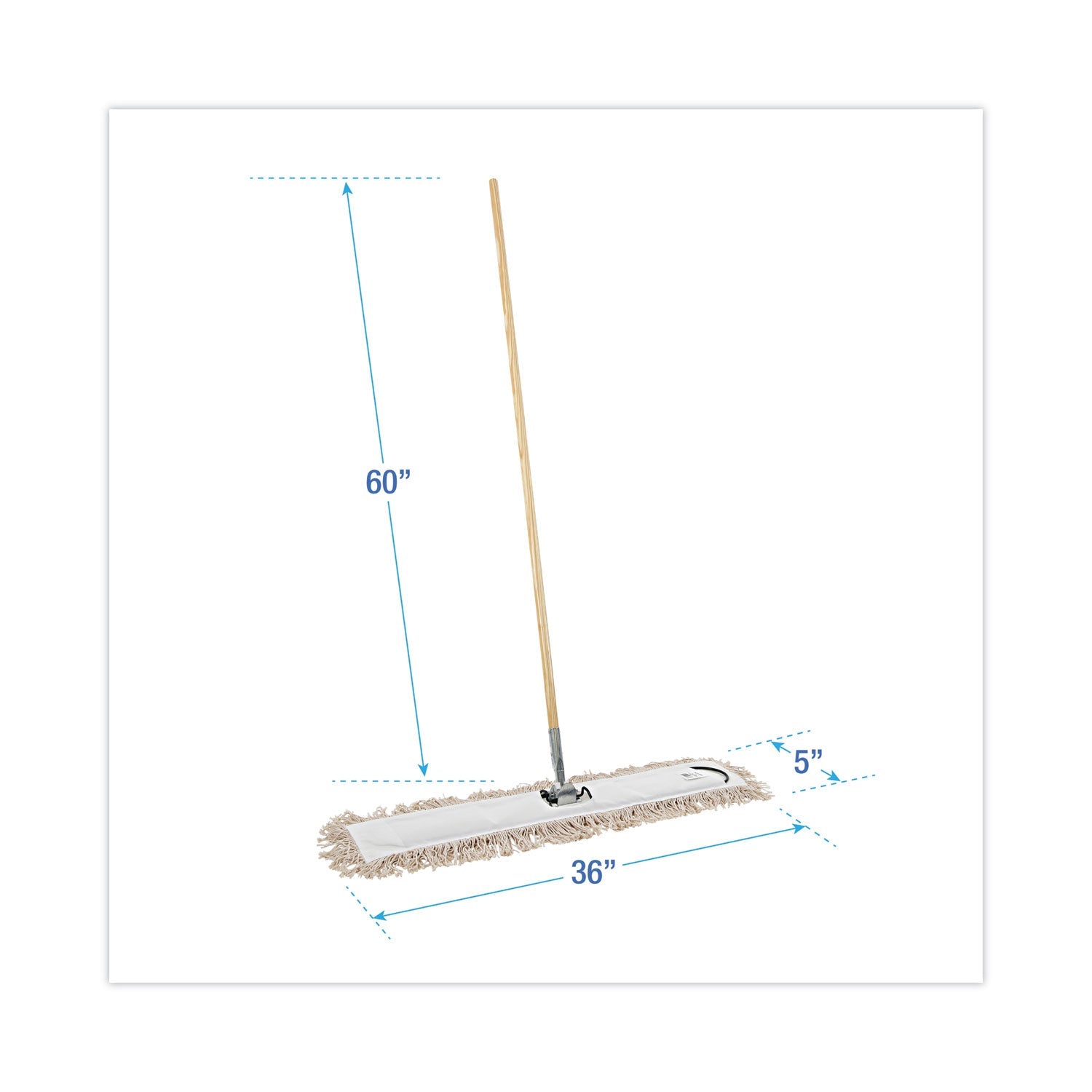 Boardwalk Cotton Dry Mopping Kit, 36 x 5 Natural Cotton Head, 60" Natural Wood Handle
