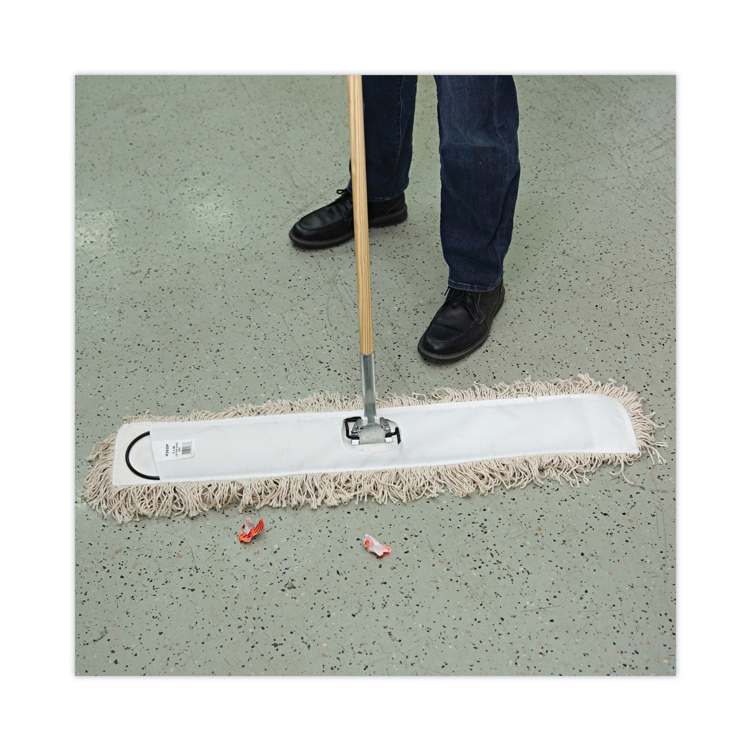 Boardwalk Cotton Dry Mopping Kit, 36 x 5 Natural Cotton Head, 60" Natural Wood Handle