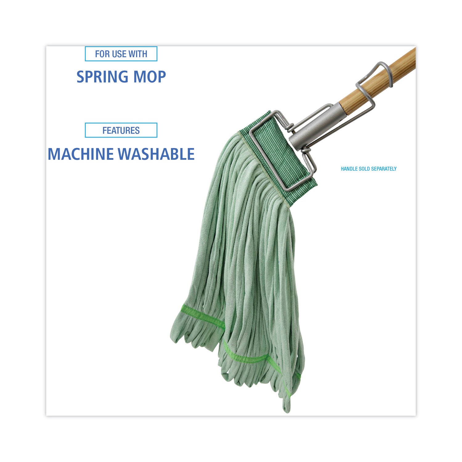 Boardwalk Microfiber Looped-End Wet Mop Head, Large, Green, 12/Carton