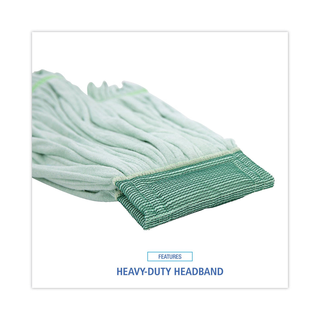 Boardwalk Microfiber Looped-End Wet Mop Head, Large, Green, 12/Carton