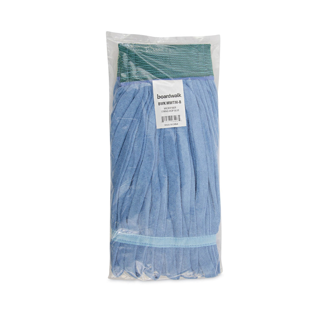 Boardwalk Microfiber Looped-End Wet Mop Heads, Medium, Blue, 12/Carton, 12/Carton