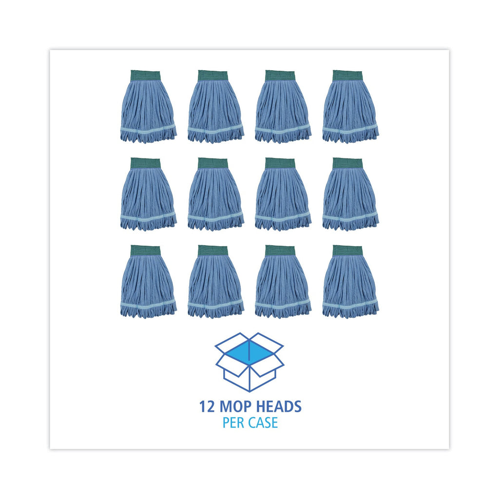 Boardwalk Microfiber Looped-End Wet Mop Heads, Medium, Blue, 12/Carton, 12/Carton